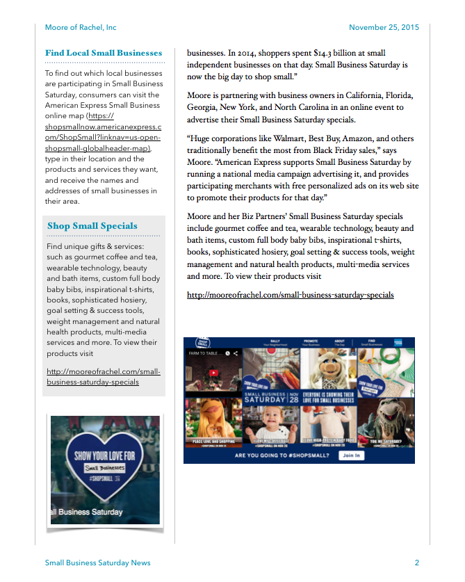 Press Release News_Pg2_Small Business Saturday